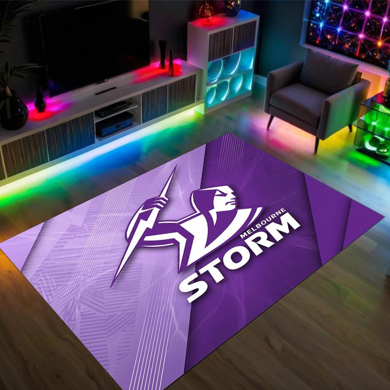Melbourne Storm Design Crystal Velvet Carpet Cozy Non?Slip Printed Rug For Bedroom Living Room Entrance