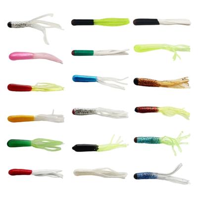 100pack Realistic Silicones Tube Fishing Lures 18 Color Durability Floating Baits for Various Water Condition