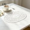 White Lace Mats for Home Decor Doily, Elegant Retro Placemat, Embroidered Table Vintage Style Doilies Kitchen Mat, Rectangular Round Oval Bridal