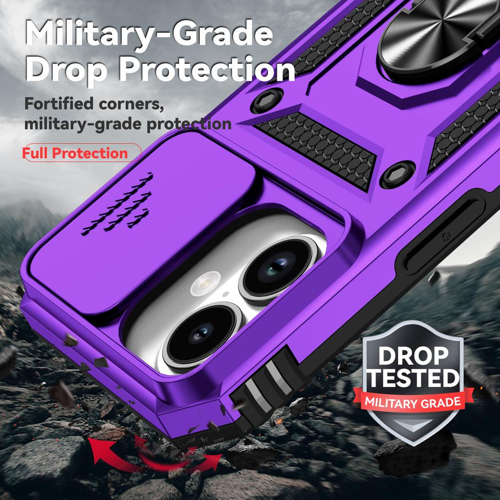 Ringständer Schiebe-Kameraobjektiv Militärischer Grad Panzerhülle für iPhone 17 Pro Max 16 15 14 13 Plus 12 11 Pro Max 16e 17 Air Hülle