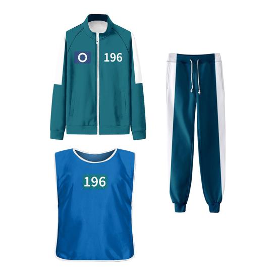 Calamari Games Cosplay Costume Three-piece Set Sweatshirt Tracksuit Set Jacket Vest Pants Unisex Sweatshirts Sports Suit for Adult Kids