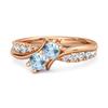 Blue Topaz Twin Stone Pavé Bypass Ring - 925 Sterling Silver Rose Gold Vermeil