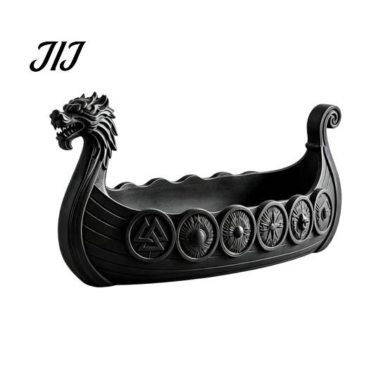 Resin Entryway Key Tray Dragon Boat Storage Case, Decorative Space Saving Desktop Jewelry Bowl Organizer, Matte Finish Sculpture for Home Office