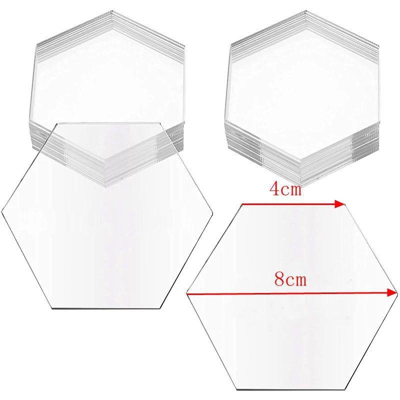 

10PCS 8CM Clear Acrylic Place Cards for Wedding Hexagon Blank Tiles Seating Card DIY Name Plate for Wedding Table Setting