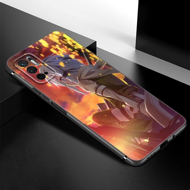Anime Kirito ve Asuna telefon kılıfı Xiaomi Redmi için not 7 8 8T 9 9S 10 10S 10T 11 11S 4G 11E 11T Pro 5G yumuşak TPU siyah kapak