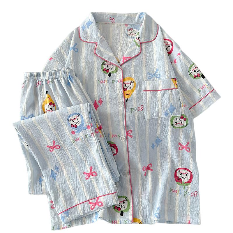 Summer Cure Cartoon Mikko Short-Sleeved Pajamas Women'S Loungewear Cloud Cotton Suit