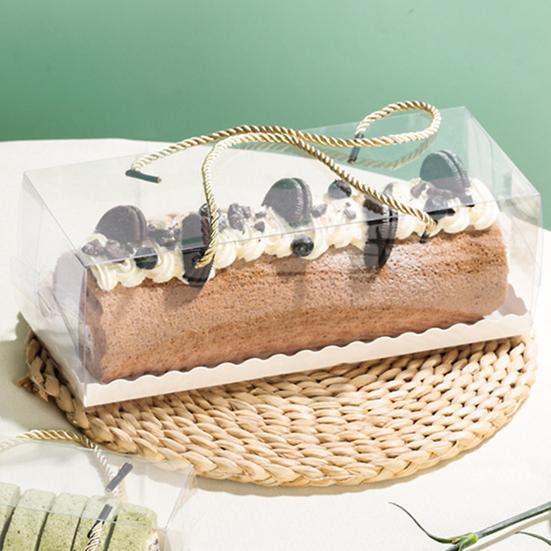 20Pcs Cake Boxes Handheld Easy To Assemble Portable Visible Waterproof Oilproof PET Transparent Design Rectangular