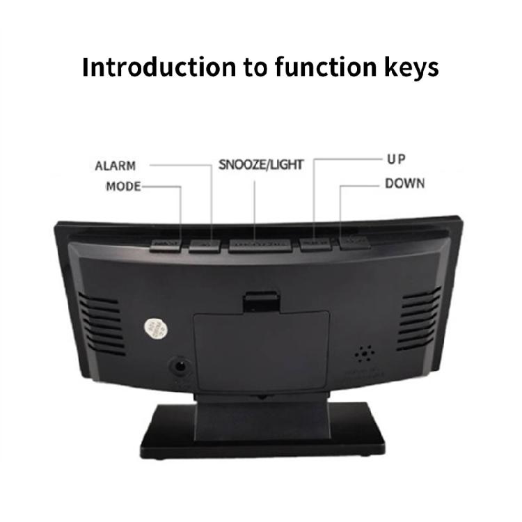 Stylish Digital Room Clock With Large Curved LED Panel And Different Alarm Sounds Contemporary Alarm Clock