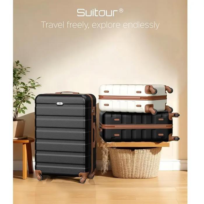 Ensemble de bagages - BAZARLAND30 - 6 pièces - 4 valises rigides - Sac en tissu - Blanc