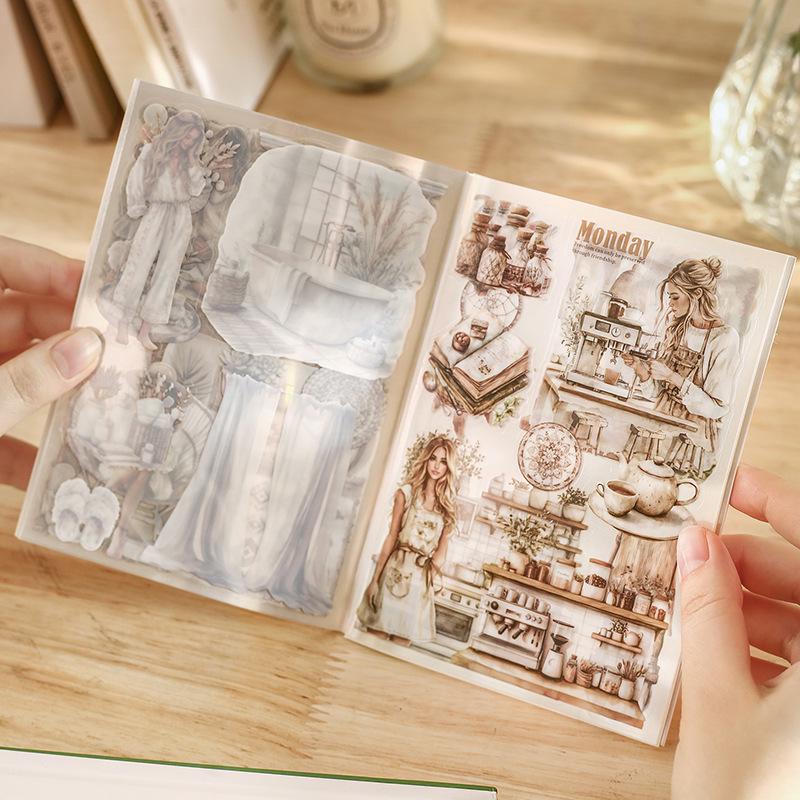Beautiful Day Character Girl Scenery PET Sticker Book: Girl's Handbook Series with 4 Styles & 20 Sheets Each