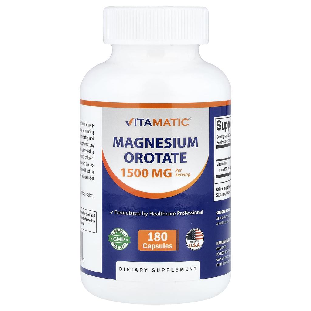 Vitamatic Magnesium Orotate, 180 Capsules (500mg Per Capsule)