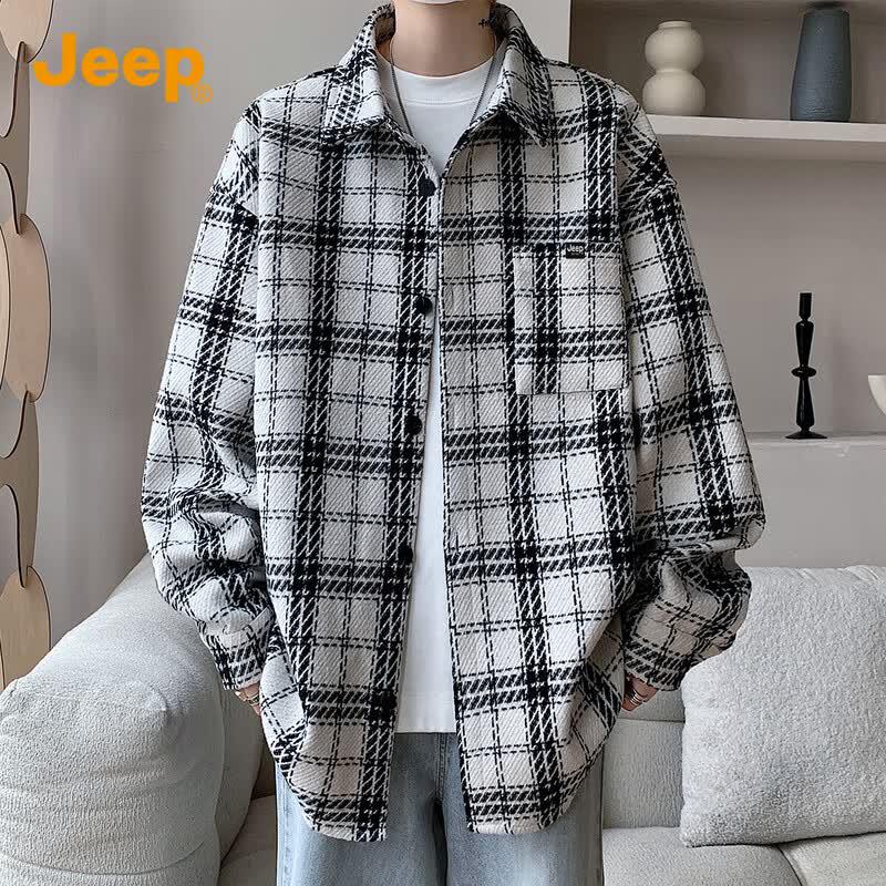 Jeep Men s Loose Fit Plaid Long-Sleeve Shirt Jacket M