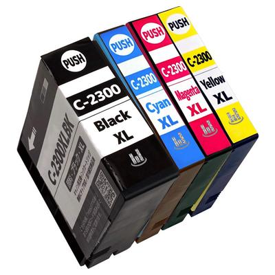 Canon Kompatible Tintenpatronen mit Füllstand Neuestes IC-Produkt PGI-2300XL (BK/C/M/Y) 4-Farben-Set, Indikator, Chip, A.I.S.