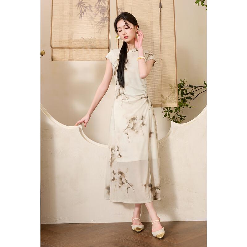 

Sancai Plus Size New Chinese Style Printed Cheongsam Dress 2XL 175/100B