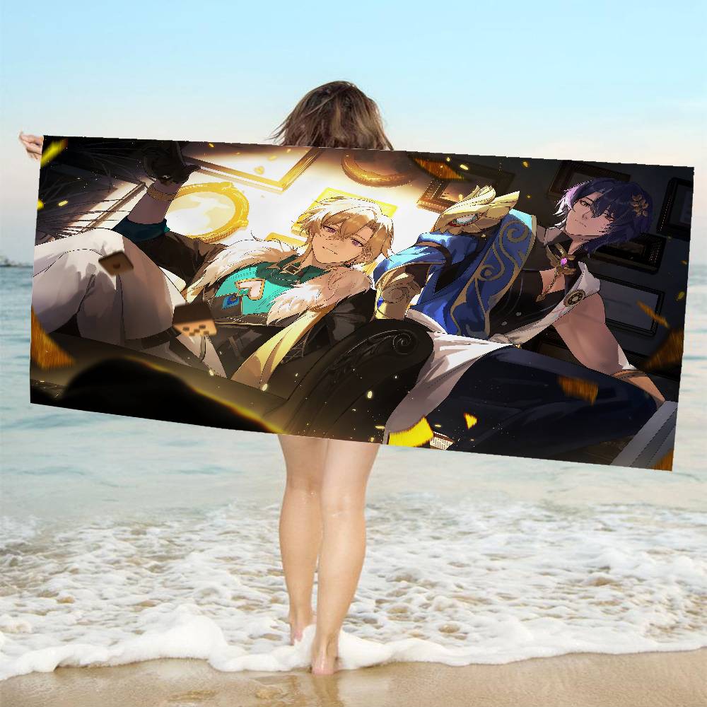 Game Honkai Star Rail aventurine Bath Towel Microfiber Soft Water Absorbing Breathable For Girl Kids Cartoon Beach Towel