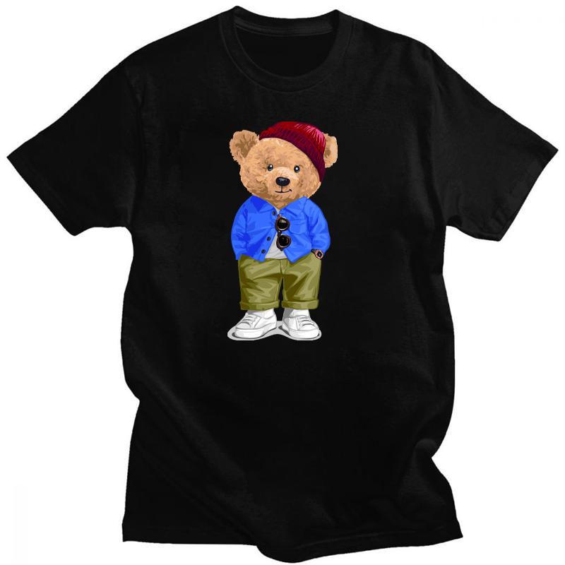 2023 Creative Teddy Robot Print Tshirt Cool Robotic Graphic Streetwear Women Men Casual Oversized Tee Hip Hop Grunge Tee Custom