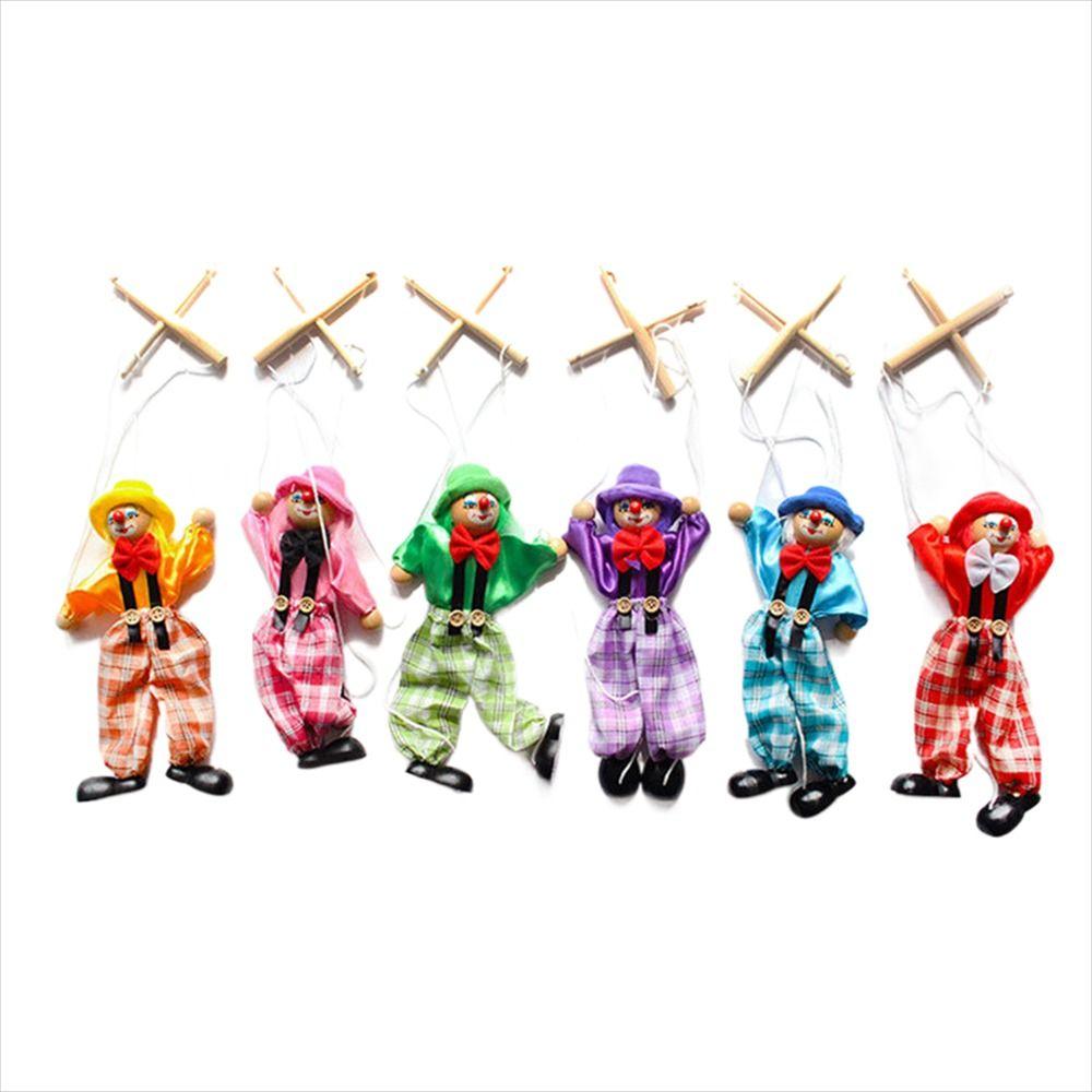 Colorful Joint Activity Kids Toy Wooden Pull String Puppet Handcraft Toy Puppet Puppet Clown