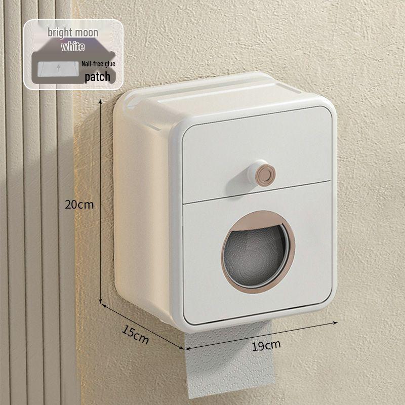Wall-Mounted Waterproof Bathroom Tissue Box - Punch-Free Toilet Paper Storage Rack