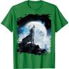 Kosmischer Wolf Heulender Mond Grafik T-Shirt Herren Lässig Rundhals Atmungsaktiv Kurzarm T-Shirt