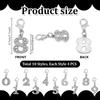 40Pcs 10 Styles Number 0~9 Alloy Rhinestone Pendant Decoration with Alloy Lobster Claw Clasps Platinum 27mm 4pcs/style