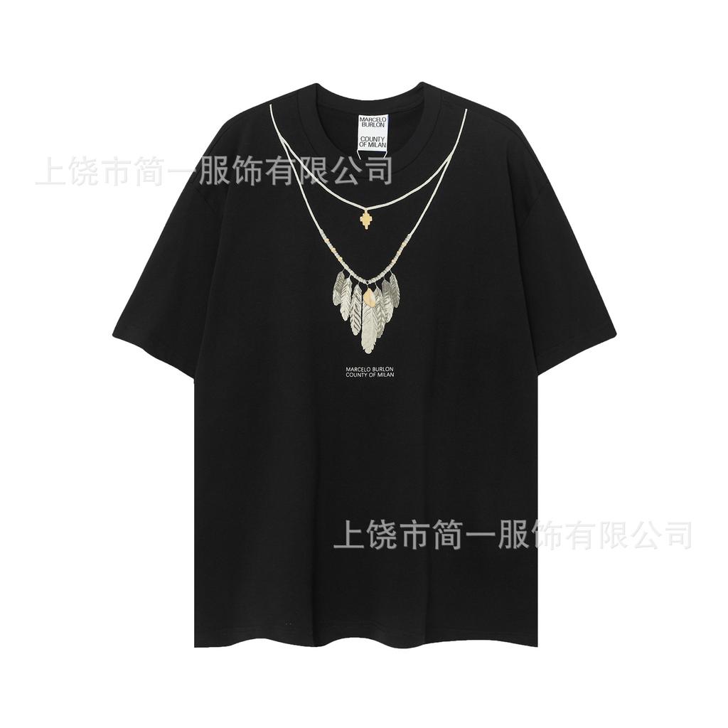 Summer Men's and Women's Same Fashion Trend T-shirt Personalized Trend Wing Printing Comfortable and Simple