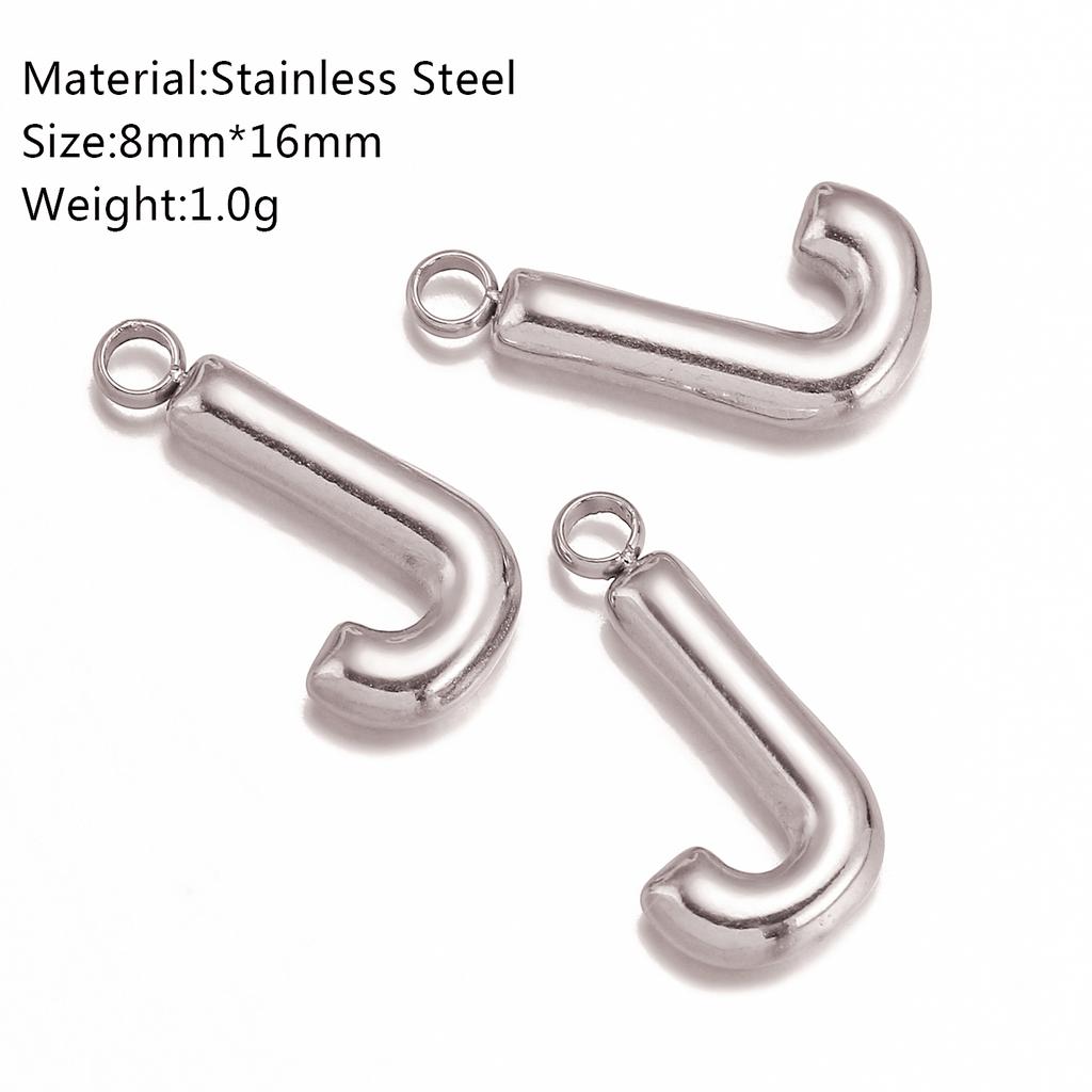 3Pcs Bubble Alphabet Charm Silver Color Stainless Steel Initial English Letter Pendant DIY Bracelet/Necklace Gift Jewelry Making