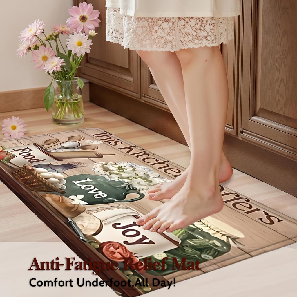 1Pcs Farmhouse Print Waterproof Non-Slip Thick Cushioned Kitchen Mat Heavy Duty Comfort Standing Mat for Kitchen Bathroom