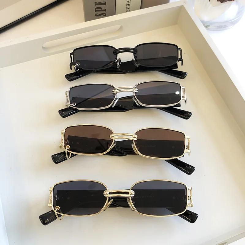 Sunglasses Luxury  Square Eyeglasses Vintage Metal Black Lenses Brown Men Womens Sun Glasses Outdoor Travel Driving Glasses