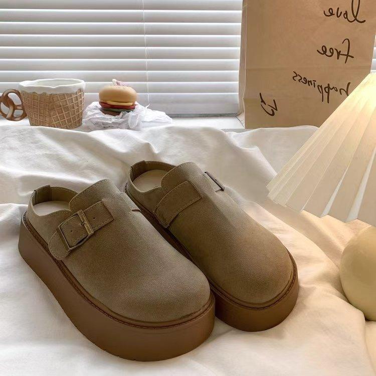 Thick-bottomed bag head casual one-pedal half-slippers women's 2025 autumn and winter new wear retro lazy slippers