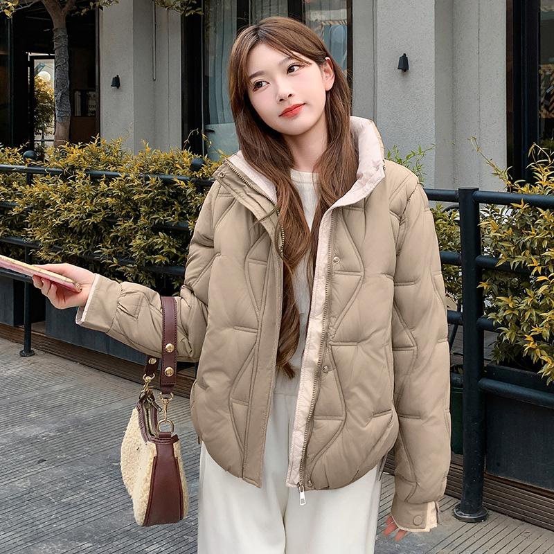 Women’s Short Stand Collar Windproof Thin Slim Winter Jacket