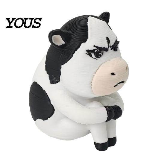 Cartoon Animal Figurine 3D Printed Dairy Cow Figurine, Cattle Statue for Desk Decor, Mini Sculpture Home Office, Gift Lovers