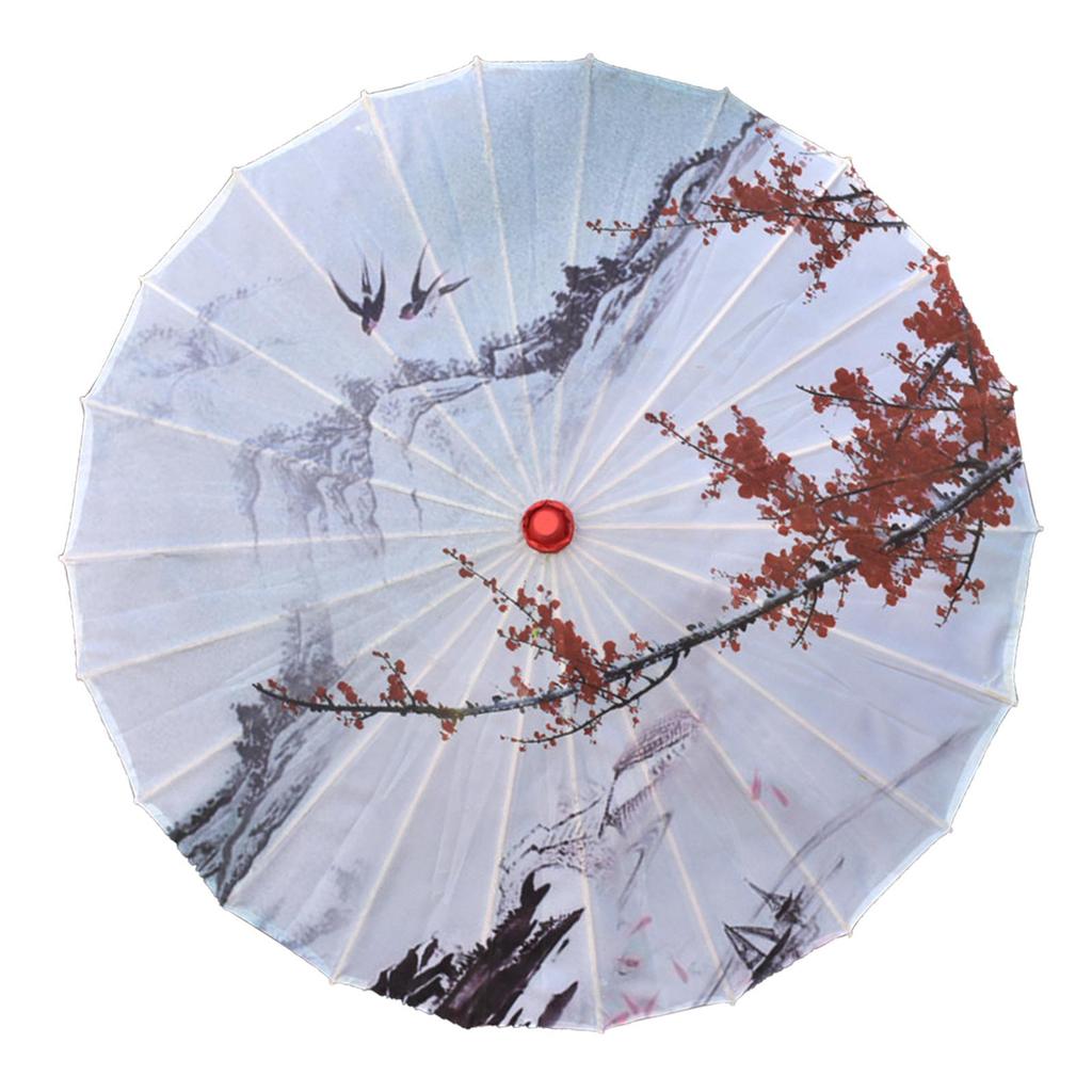 Silk Cloth Women Classical Dance Umbrella Rainproof Paper Parasol for Bridal