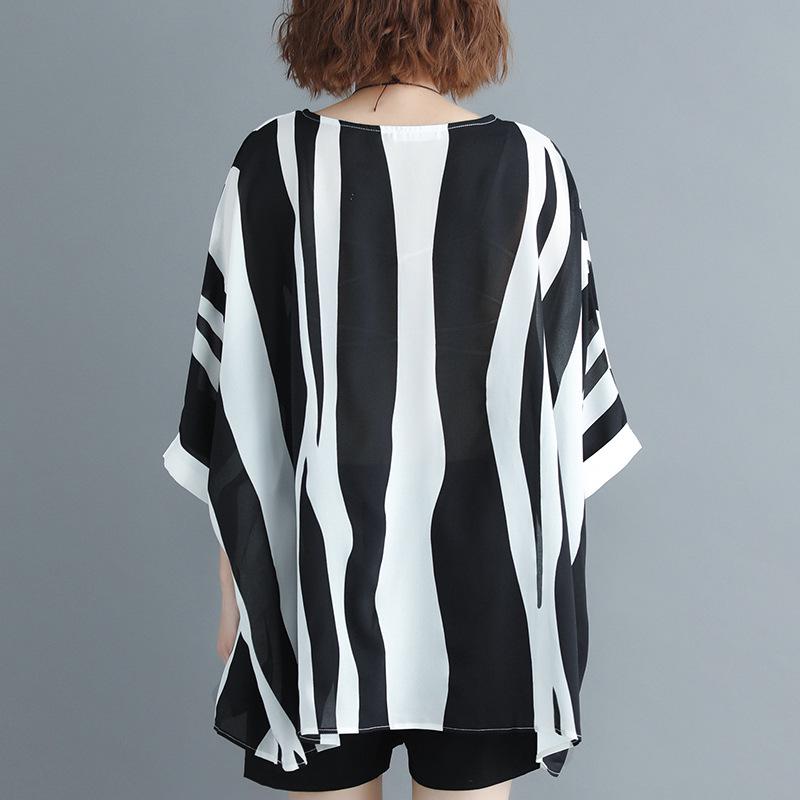 2021 Summer Plus Size Batwing Sleeve Chiffon Top - Loose Fit, Slimming Fashion