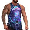 Top Estivo Girocollo Colorato Psichedelico Stampato 3D Moda Casual Senza Maniche Magliette da Uomo