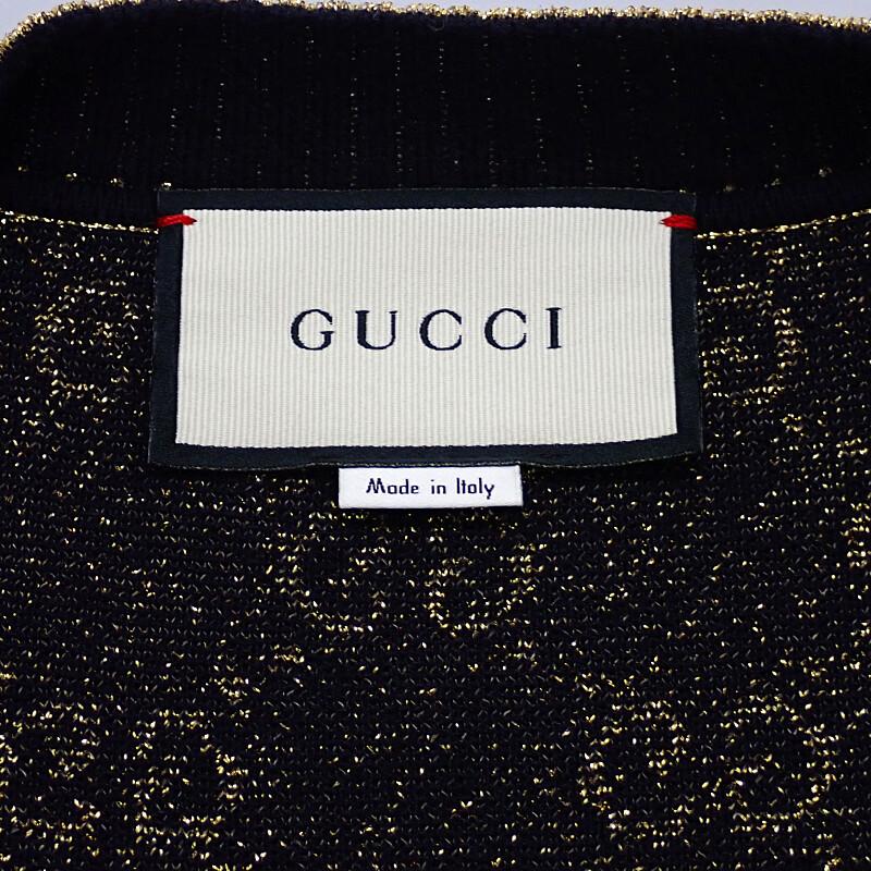 Gucci 529193_X9W83_4921 M Cardigan Navy/gold Cotton Mens