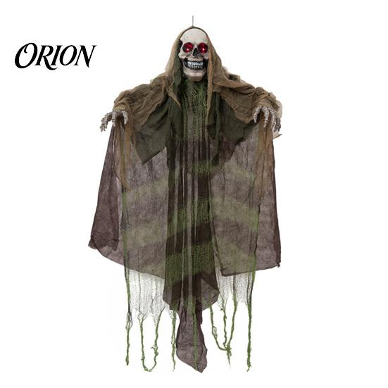 Creatori di Atmosfera per Escape Room Halloween Animatronics Decorazione Fantasma da Appendere, Falciatore della Morte Prop Attivato dal Suono con Decorazioni LED Occhi Luminosi