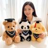 25cm Graduation Mascot Plush Toy Stuffed Kawaii Teddy Bear Panda Golden Retriever Dog Doctor Bachelor Souvenir Gift