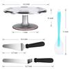 Aluminum Cake Decorating Turntable Set with Rotating Stand, Scraper, and Spatula