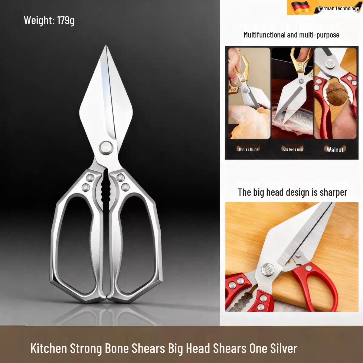 

Stainless Steel Chicken Bone Shears with Plastic Handle - Sharp, Strong, Large Head for Poultry and Fish