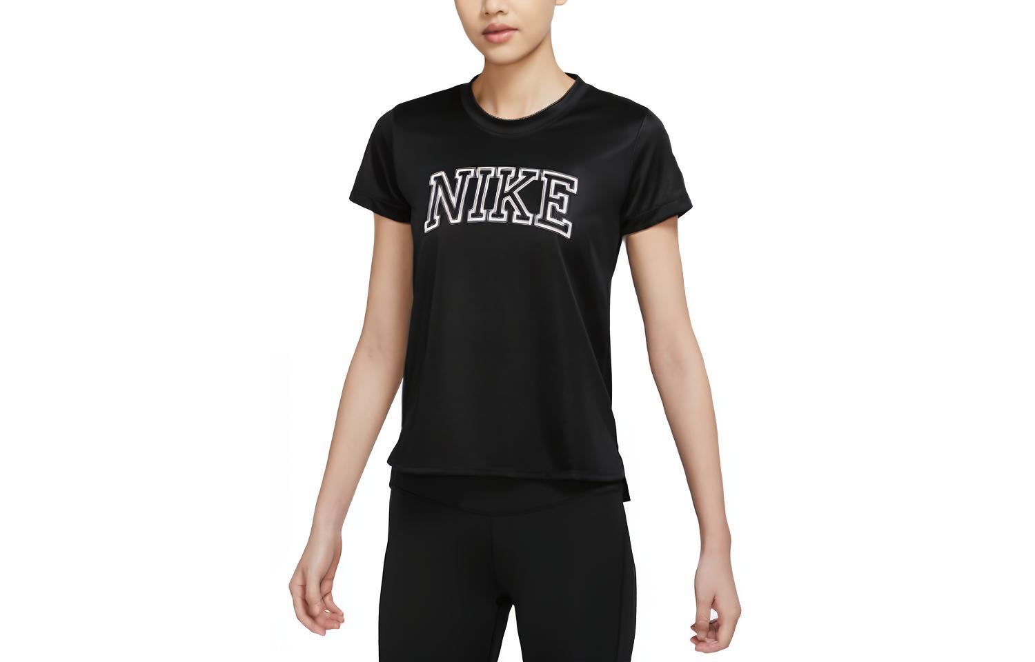 Nike Dri Fit T Shirts Women s Black Crew Neck Moderate Straight Fit DQ6372-010 S