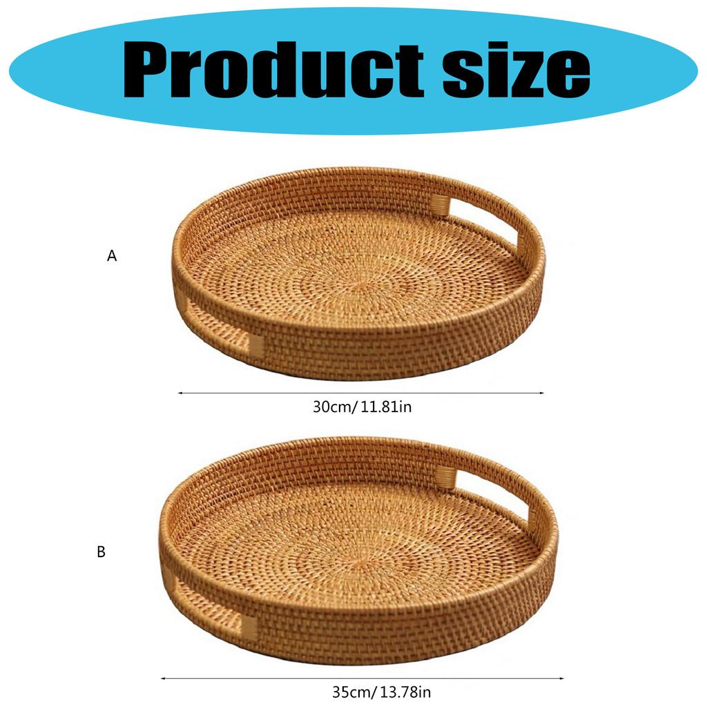Elegant Round Rattan Tray with Handles Portable Accessory for Serving Food and Enhancing Home Aesthetic Daily Use