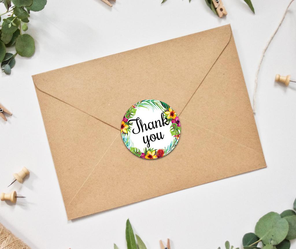 Darling Souvenir DIY Thank You Stickers DIY 45 Pcs Border Round Elegent Chic-1.6