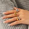 Titanium Steel Ring for Women, Non-fading, Fashionable Jewelry, Niche Versatile Band, Teardrop Stainless Steel Open Ring