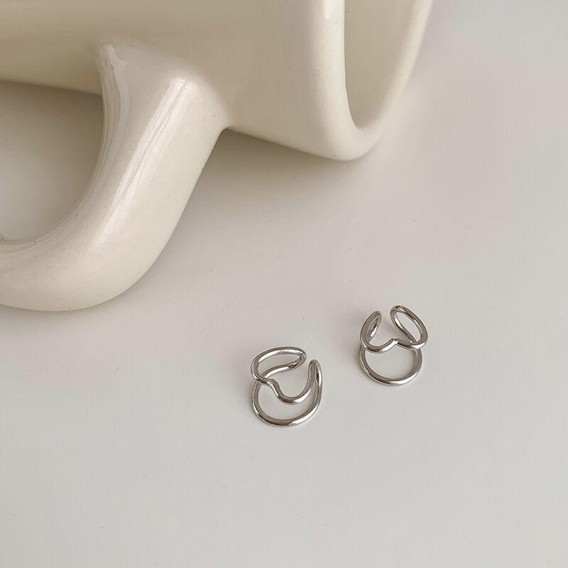 Cercei la modă cu clips, cu formă geometrică dublă și inimă, pentru femei - Stil rece, fără piercing