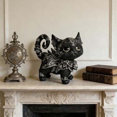 Mysterious Black Cat Figurine Resin Black Cat Statue Sculpture Home Office Shelf Desktop Decoration Ornament Cat Lovers Gift