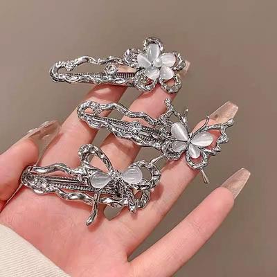 Irregular Liquid Metal Hairpin Butterfly Zircon Hair Clips Girl Bang Clip for Women Hair Accessories Fashion Silver Blue New