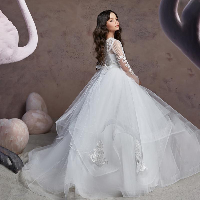 Buy European and American children's wedding dress lace long sleeve — free download