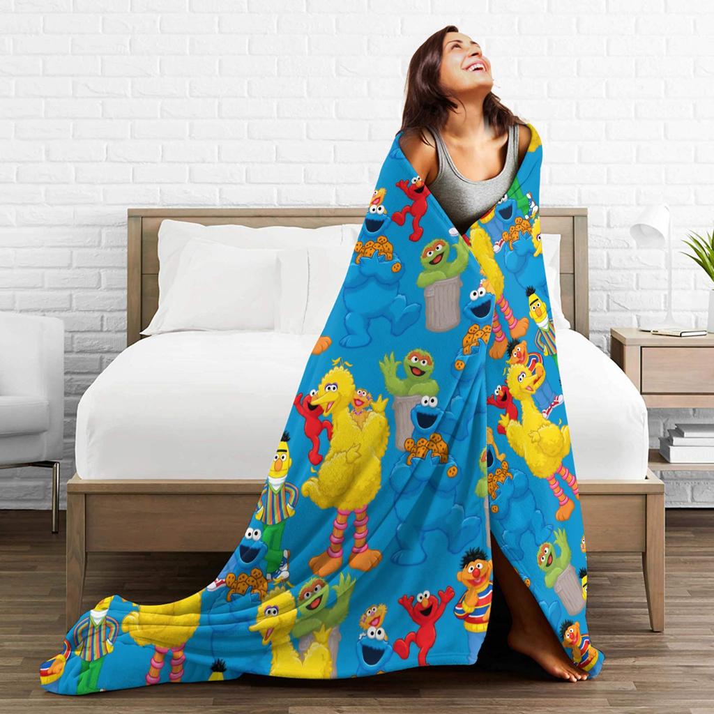 Super Warm Blanket Airplane Travel Cartoon Bedding Throws S-Sesames Streets Flannel Bedspread For Couch Bed Sofa Bed Cover