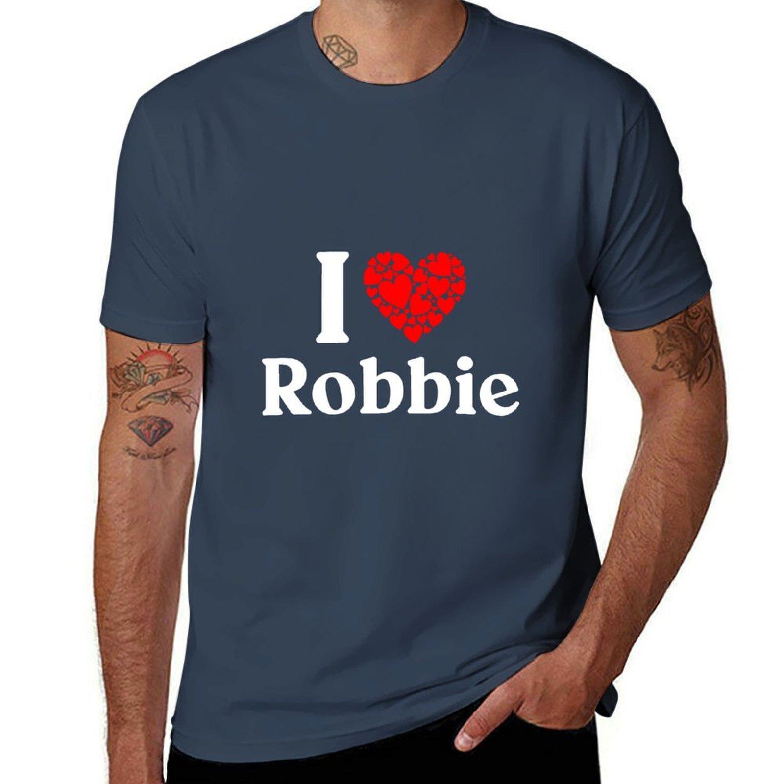 Robbie Heart I Love Robbie Tshirt Sports Casual Breathable Tee Shirt S