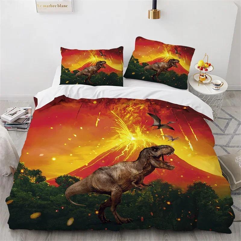 3D Dinosaur Duvet Cover Jurassic Animal Bedding Set Microfiber Comforter Cover King Full For Boys Teens Home Decor Birthday Gift